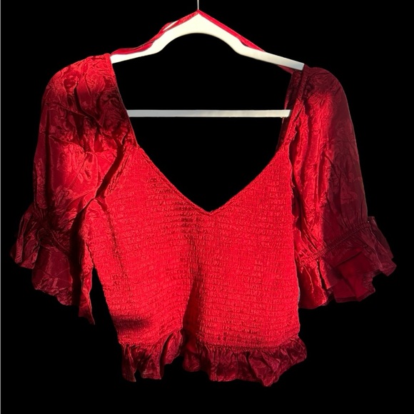 NEW Band Of Gypsies/ Band of The Free LEA RHUBARB SMOCKED CROP TOP - MSRP $78.00 - Picture 6 of 7